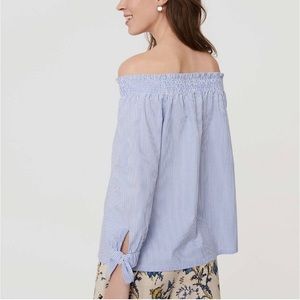 LOFT Pinstripe Off-The-Shoulder Top